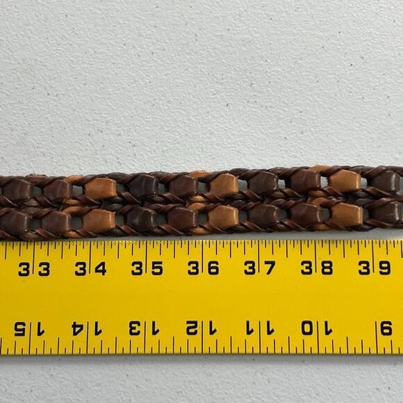 Talbots Womens Belt Brown Tan Braided Leather 90\'s Size Large